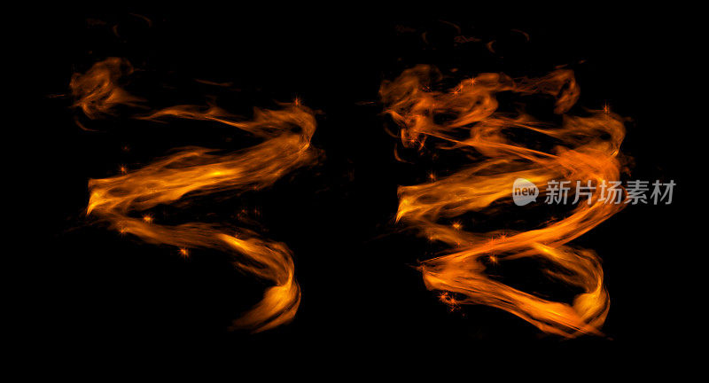 Fire Trail Game FX Design on Black Background。特写镜头